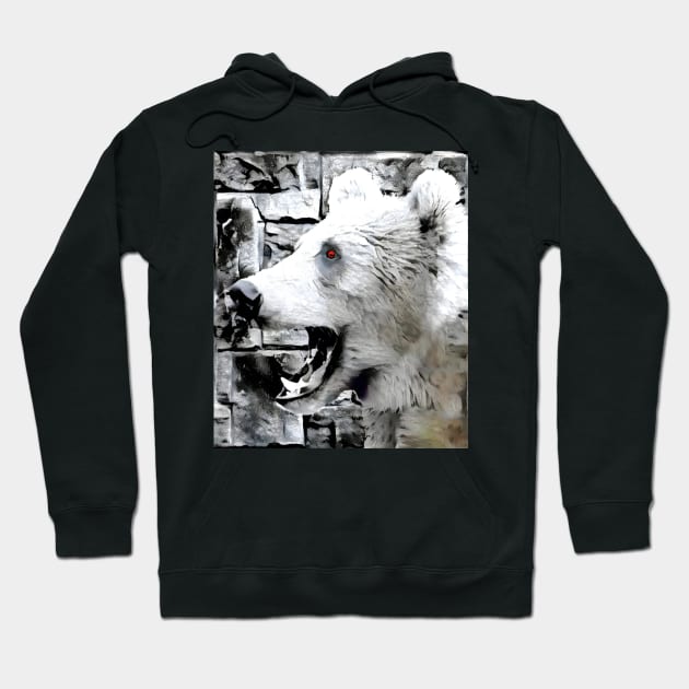 Bear Black and White Spray Paint Wall Hoodie by Nuletto